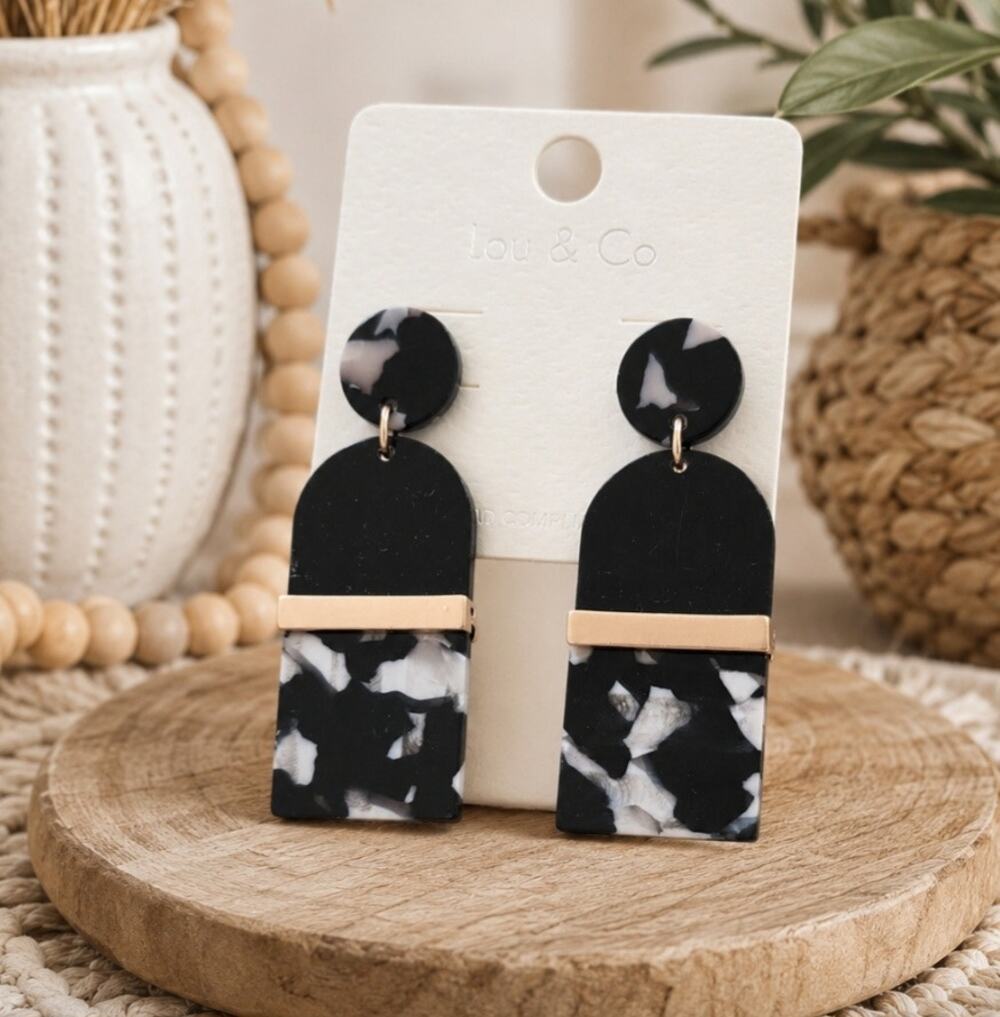 🌴 Pick 3 For $15 Lou & Co Black Marble Earrings New